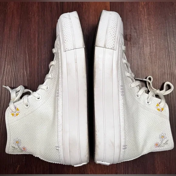 Converse Chuck Taylor All Star Lift Platinum Embroidery on white canvas Size 9 - Picture 7 of 11